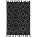 Nepal Diamond Moroccan Berber Boho Geometric Hand-Woven Ribbed Textured Wool Flatweave Black/Cream Rug