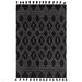 Nepal Diamond Moroccan Berber Boho Geometric Hand-Woven Ribbed Textured Wool Flatweave Black/Cream Rug