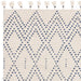 Nepal Diamond Moroccan Berber Boho Geometric Hand-Woven Ribbed Textured Wool Flatweave Cream/Blue Rug