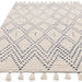 Nepal Diamond Moroccan Berber Boho Geometric Hand-Woven Ribbed Textured Wool Flatweave Cream/Blue Rug