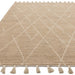 Nepal Linear Moroccan Berber Boho Geometric Hand-Woven Ribbed Textured Wool Flatweave Sand/Cream Rug