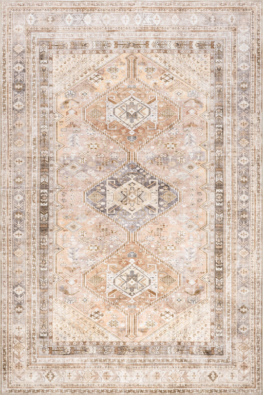 Neriah Washable Peach Medallion Area Rug 100x150 cm