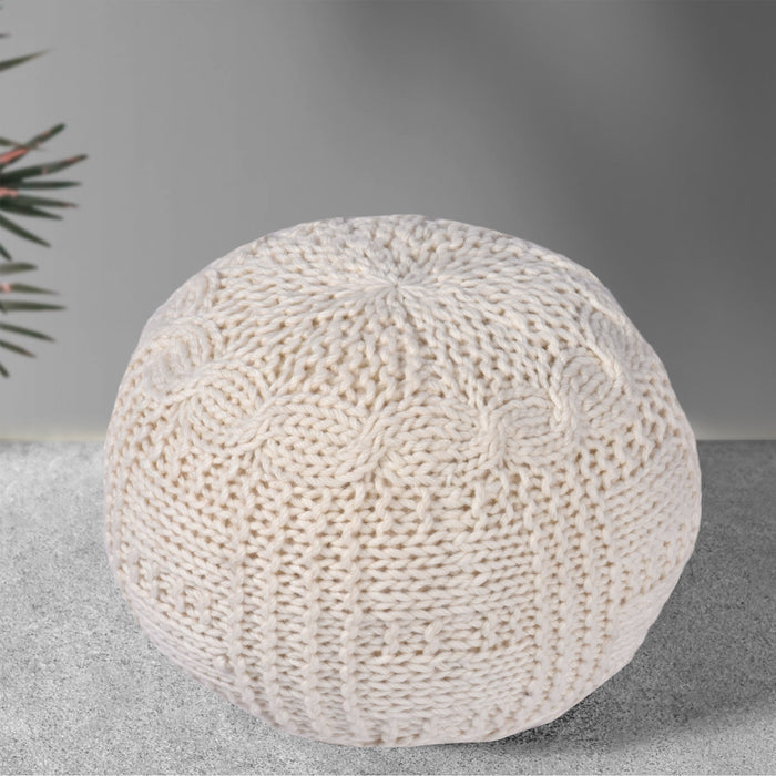 New Zealand Wool Hand Knitted Pouf for Home Decor