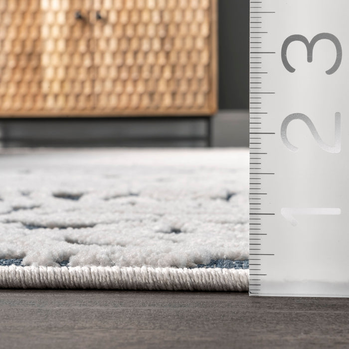 Nia Damask Textured Area Rug 120cm Grey Indoor Outdoor