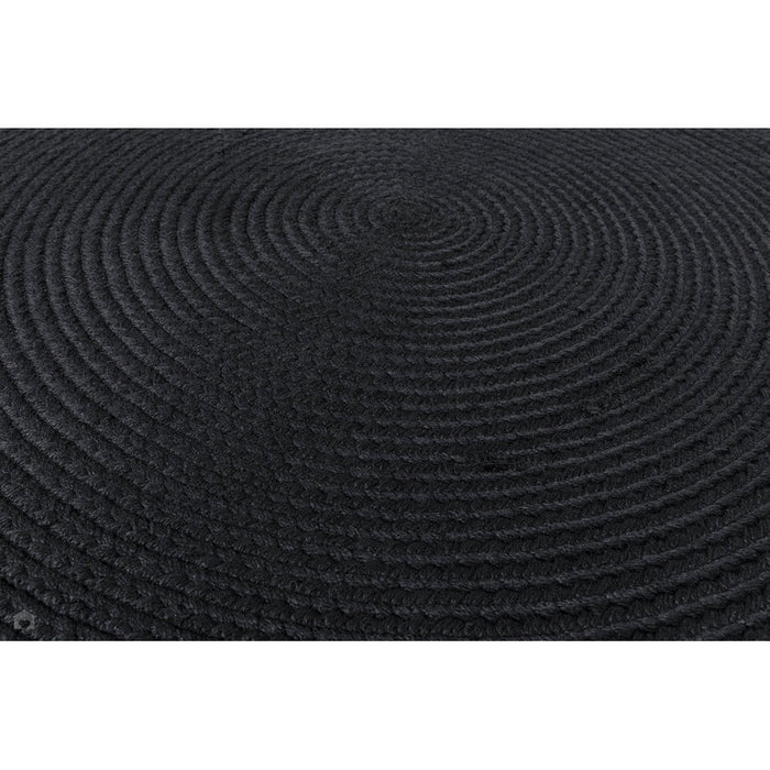 Nico Modern Plain Tonal Hand-Braided Polyester Flatweave In-Outdoor Round Charcoal Rug