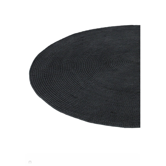Nico Modern Plain Tonal Hand-Braided Polyester Flatweave In-Outdoor Round Charcoal Rug