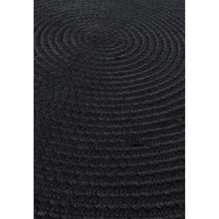 Nico Modern Plain Tonal Hand-Braided Polyester Flatweave In-Outdoor Round Charcoal Rug