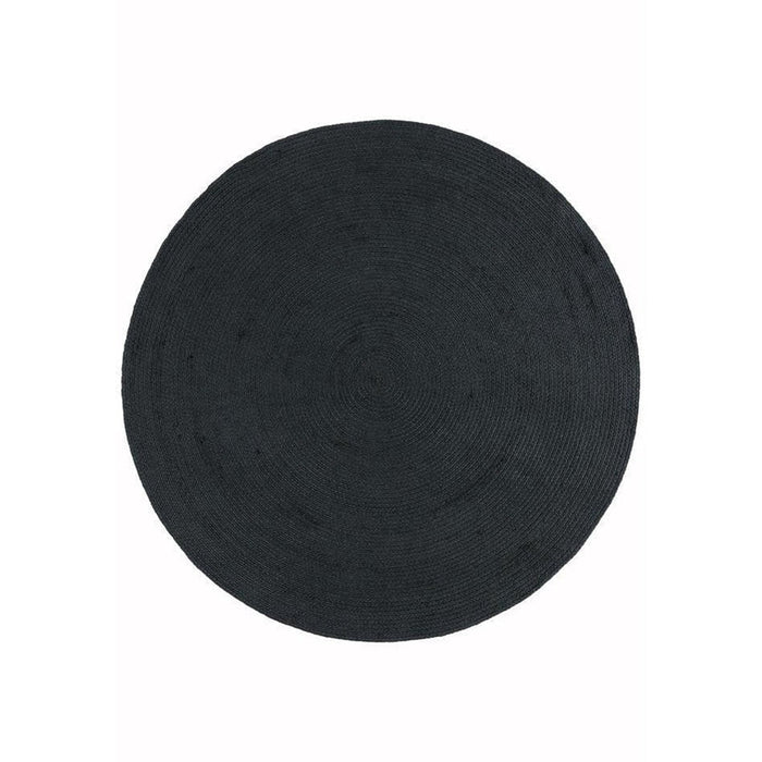 Nico Modern Plain Tonal Hand-Braided Polyester Flatweave In-Outdoor Round Charcoal Rug