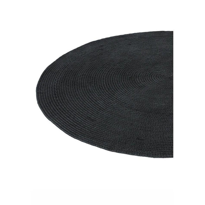 Nico Modern Plain Tonal Hand-Braided Polyester Flatweave In-Outdoor Round Charcoal Rug