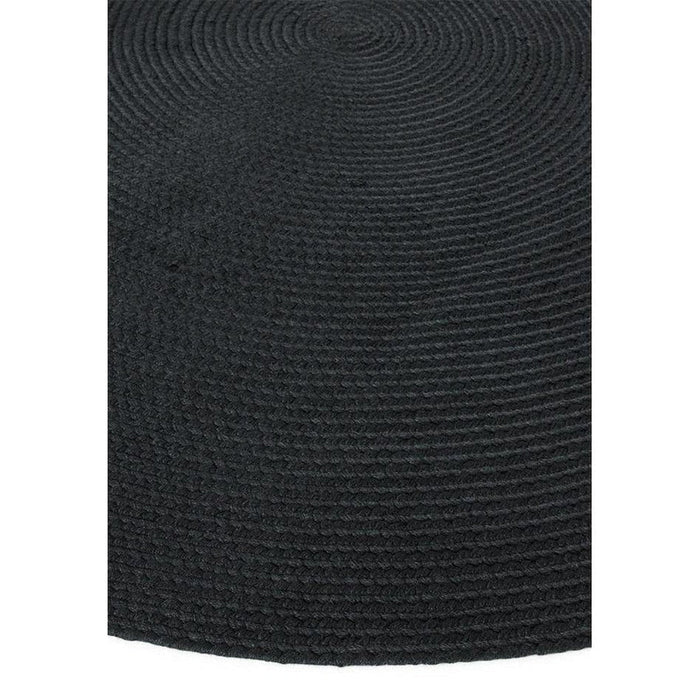 Nico Modern Plain Tonal Hand-Braided Polyester Flatweave In-Outdoor Round Charcoal Rug