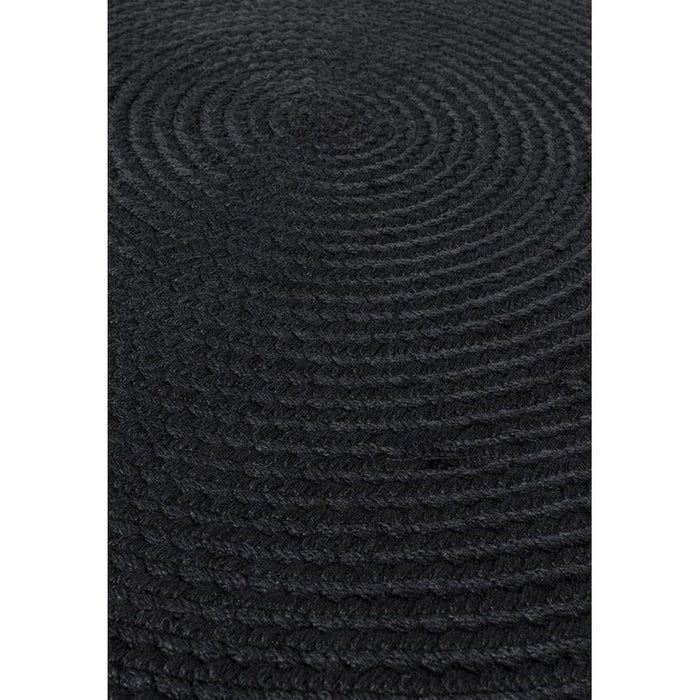 Nico Modern Plain Tonal Hand-Braided Polyester Flatweave In-Outdoor Round Charcoal Rug