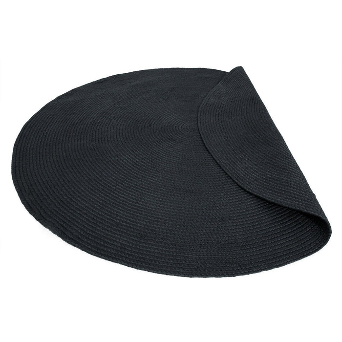 Nico Modern Plain Tonal Hand-Braided Polyester Flatweave In-Outdoor Round Charcoal Rug