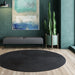 Nico Modern Plain Tonal Hand-Braided Polyester Flatweave In-Outdoor Round Charcoal Rug
