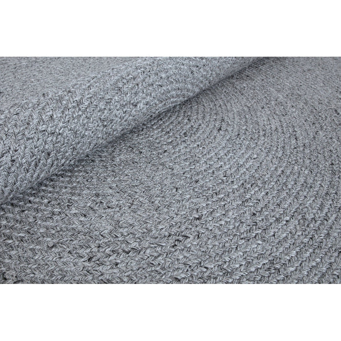 Nico Modern Plain Tonal Hand-Braided Polyester Flatweave In-Outdoor Round Grey Rug
