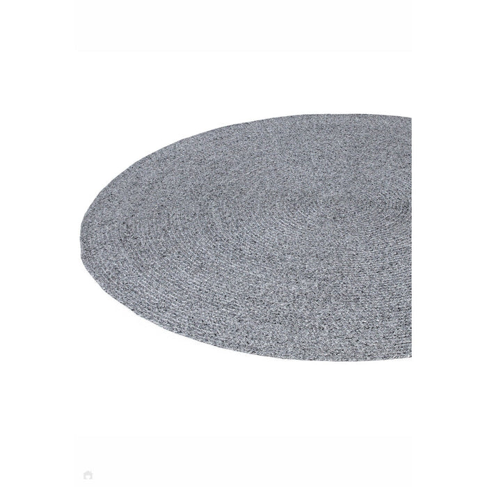 Nico Modern Plain Tonal Hand-Braided Polyester Flatweave In-Outdoor Round Grey Rug