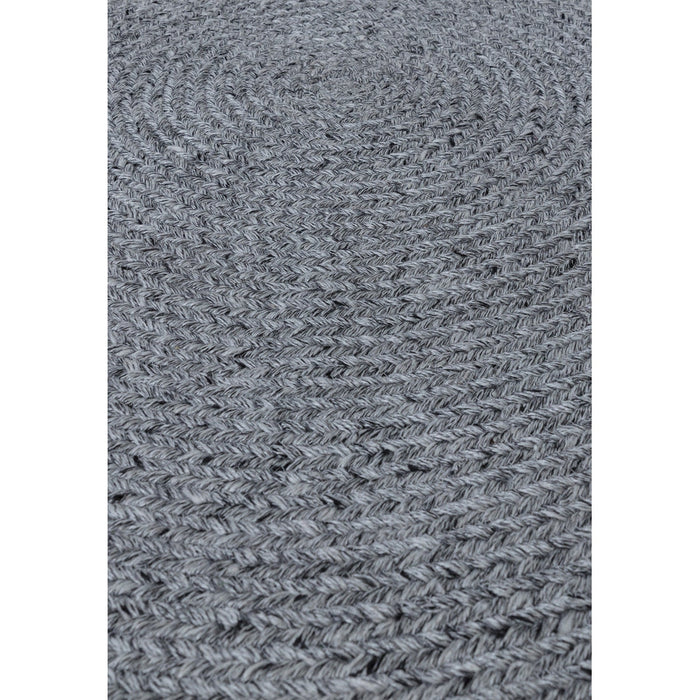 Nico Modern Plain Tonal Hand-Braided Polyester Flatweave In-Outdoor Round Grey Rug