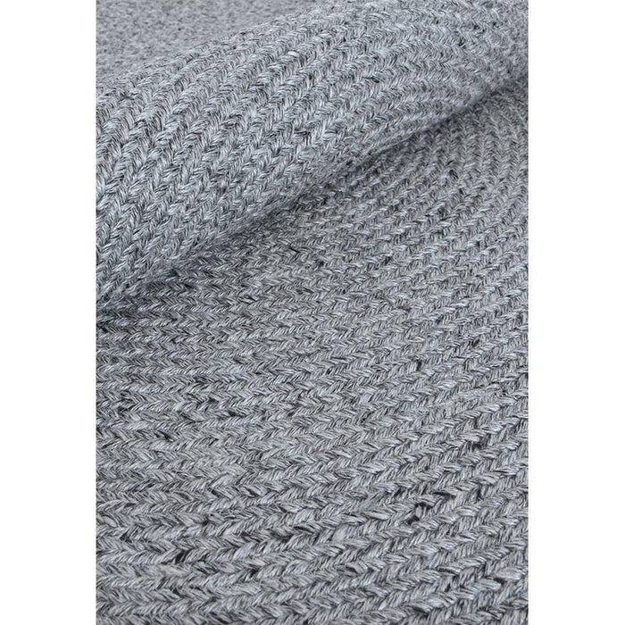 Nico Modern Plain Tonal Hand-Braided Polyester Flatweave In-Outdoor Round Grey Rug