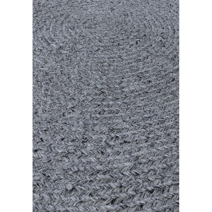 Nico Modern Plain Tonal Hand-Braided Polyester Flatweave In-Outdoor Round Grey Rug