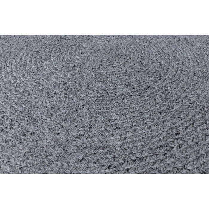 Nico Modern Plain Tonal Hand-Braided Polyester Flatweave In-Outdoor Round Grey Rug