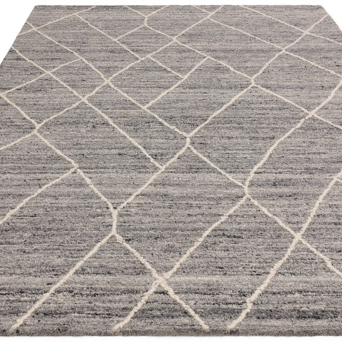 Noah Moroccan Berber Boho Tribal Hand-Woven Textured Wool Charcoal Grey Rug