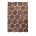 Noble House NH30782 Plush Geometric 3D Hexagon Hand-Carved High-Density Acrylic Shaggy Beige/Brown Rug