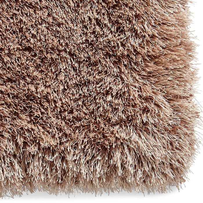 Noble House NH30782 Plush Geometric 3D Hexagon Hand-Carved High-Density Acrylic Shaggy Beige/Brown Rug