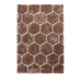 Noble House NH30782 Plush Geometric 3D Hexagon Hand-Carved High-Density Acrylic Shaggy Beige/Brown Rug