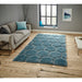 Noble House NH30782 Plush Geometric 3D Hexagon Hand-Carved High-Density Acrylic Shaggy Blue Rug