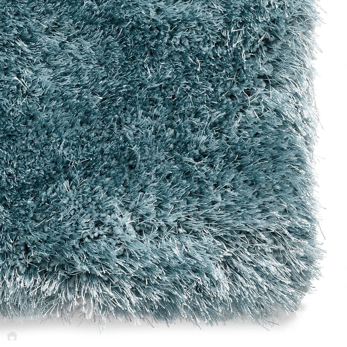 Noble House NH30782 Plush Geometric 3D Hexagon Hand-Carved High-Density Acrylic Shaggy Blue Rug