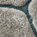 Noble House NH30782 Plush Geometric 3D Hexagon Hand-Carved High-Density Acrylic Shaggy Grey/Blue Rug