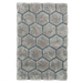 Noble House NH30782 Plush Geometric 3D Hexagon Hand-Carved High-Density Acrylic Shaggy Grey/Blue Rug