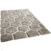 Noble House NH30782 Plush Geometric 3D Hexagon Hand-Carved High-Density Acrylic Shaggy Grey/White Rug