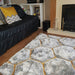 Noble House NH30782 Plush Geometric 3D Hexagon Hand-Carved High-Density Acrylic Shaggy Grey/Yellow Rug