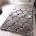 Noble House NH30782 Plush Geometric 3D Hexagon Hand-Carved High-Density Acrylic Shaggy Grey/Yellow Rug