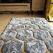 Noble House NH30782 Plush Geometric 3D Hexagon Hand-Carved High-Density Acrylic Shaggy Grey/Yellow Rug