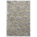 Noble House NH30782 Plush Geometric 3D Hexagon Hand-Carved High-Density Acrylic Shaggy Grey/Yellow Rug