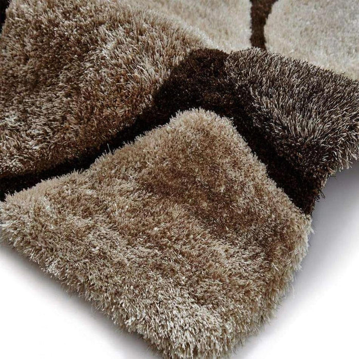 Noble House NH5858 Plush Geometric 3D Pebbles Hand-Carved High-Density Acrylic Shaggy Beige/Brown Rug