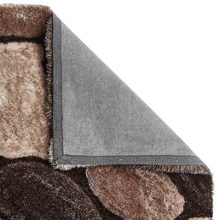 Noble House NH5858 Plush Geometric 3D Pebbles Hand-Carved High-Density Acrylic Shaggy Beige/Brown Rug