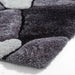 Noble House NH5858 Plush Geometric 3D Pebbles Hand-Carved High-Density Acrylic Shaggy Black/Grey Rug