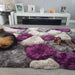 Noble House NH5858 Plush Geometric 3D Pebbles Hand-Carved High-Density Acrylic Shaggy Grey/Purple Rug