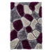 Noble House NH5858 Plush Geometric 3D Pebbles Hand-Carved High-Density Acrylic Shaggy Grey/Purple Rug