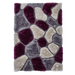 Noble House NH5858 Plush Geometric 3D Pebbles Hand-Carved High-Density Acrylic Shaggy Grey/Purple Rug