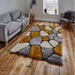 Noble House NH5858 Plush Geometric 3D Pebbles Hand-Carved High-Density Acrylic Shaggy Grey/Yellow Rug