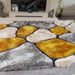 Noble House NH5858 Plush Geometric 3D Pebbles Hand-Carved High-Density Acrylic Shaggy Grey/Yellow Rug