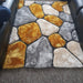 Noble House NH5858 Plush Geometric 3D Pebbles Hand-Carved High-Density Acrylic Shaggy Grey/Yellow Rug