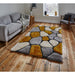 Noble House NH5858 Plush Geometric 3D Pebbles Hand-Carved High-Density Acrylic Shaggy Grey/Yellow Rug