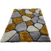 Noble House NH5858 Plush Geometric 3D Pebbles Hand-Carved High-Density Acrylic Shaggy Grey/Yellow Rug