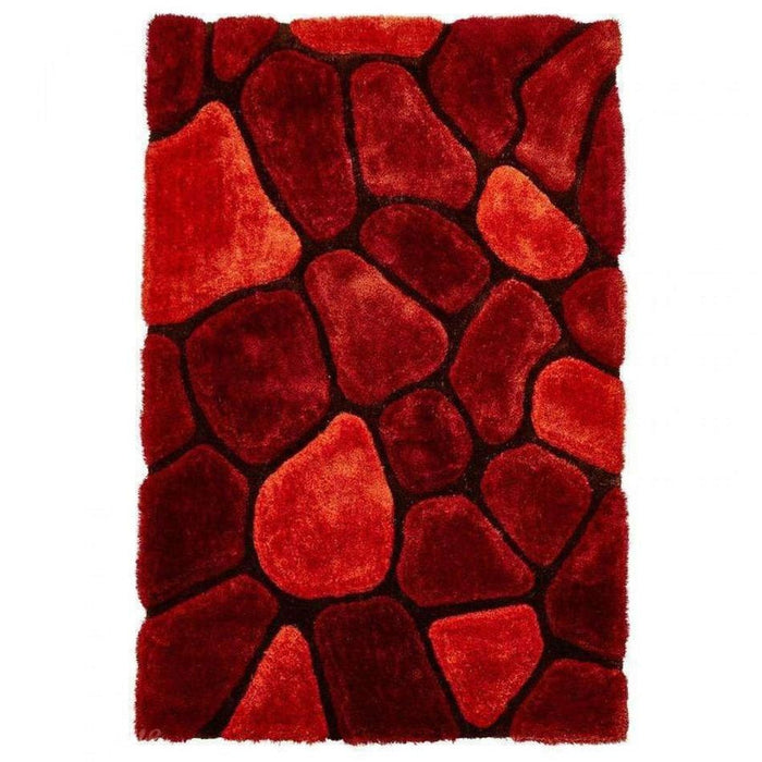 Noble House NH5858 Plush Geometric 3D Pebbles Hand-Carved High-Density Acrylic Shaggy Terracotta Rug