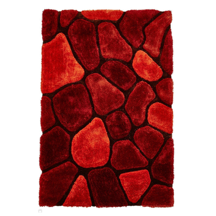 Noble House NH5858 Plush Geometric 3D Pebbles Hand-Carved High-Density Acrylic Shaggy Terracotta Rug