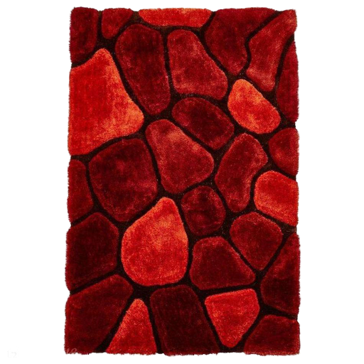 Noble House NH5858 Plush Geometric 3D Pebbles Hand-Carved High-Density Acrylic Shaggy Terracotta Rug